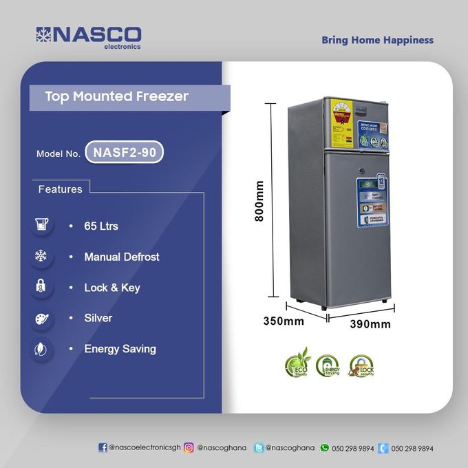 Nasco NASF2-90FL Double Door Table Top Fridge